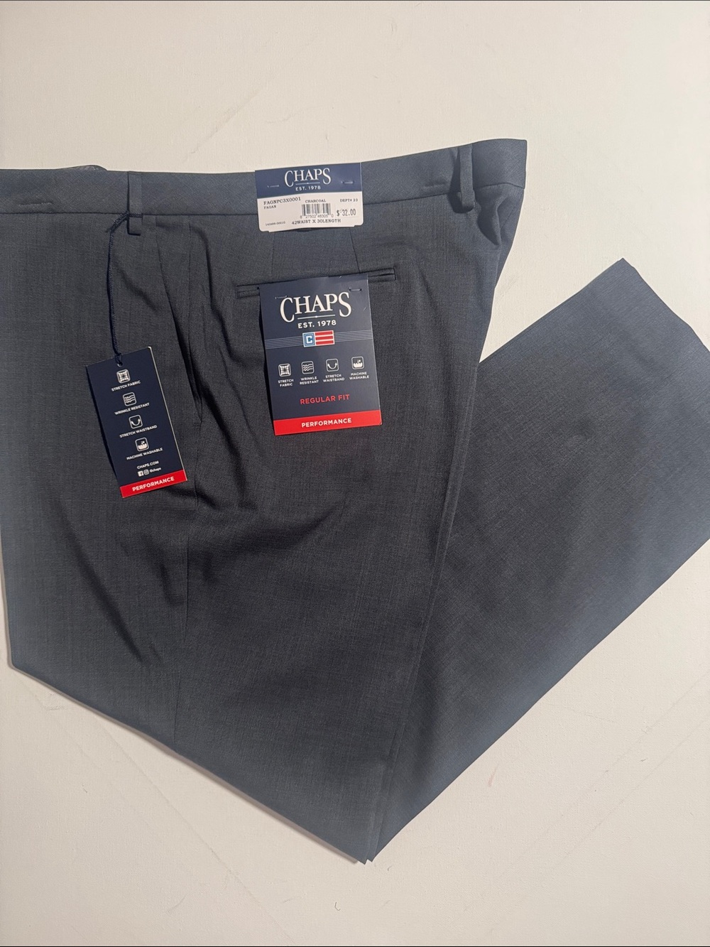 Chaps Dress Pants Mens 42 30 Gray